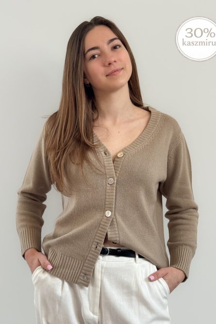 Wełniany kardigan Maura Taupe